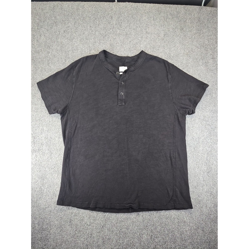 Rag & Bone Mens Size XL Classic Core Henley Black Cotton Button Up Polo 1798